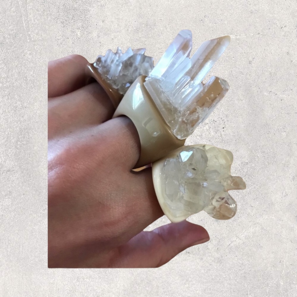 Raw Quartz Crystals Resin Ring 8
